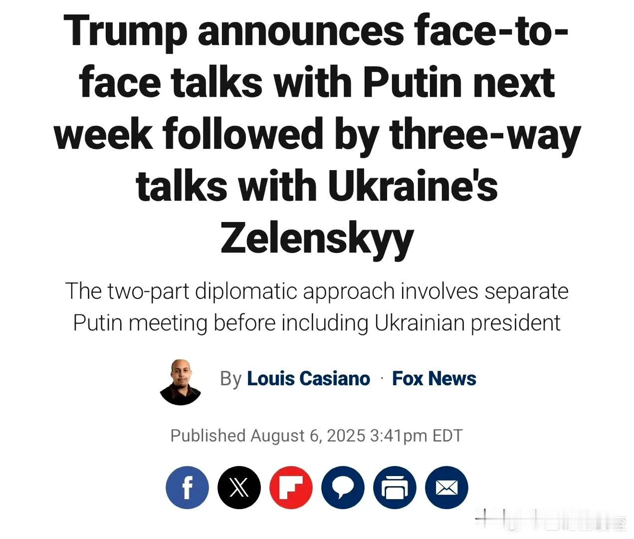Trump宣布：下周与Putin见面，然后美俄乌三方首脑会谈
消息一出，俄股市大