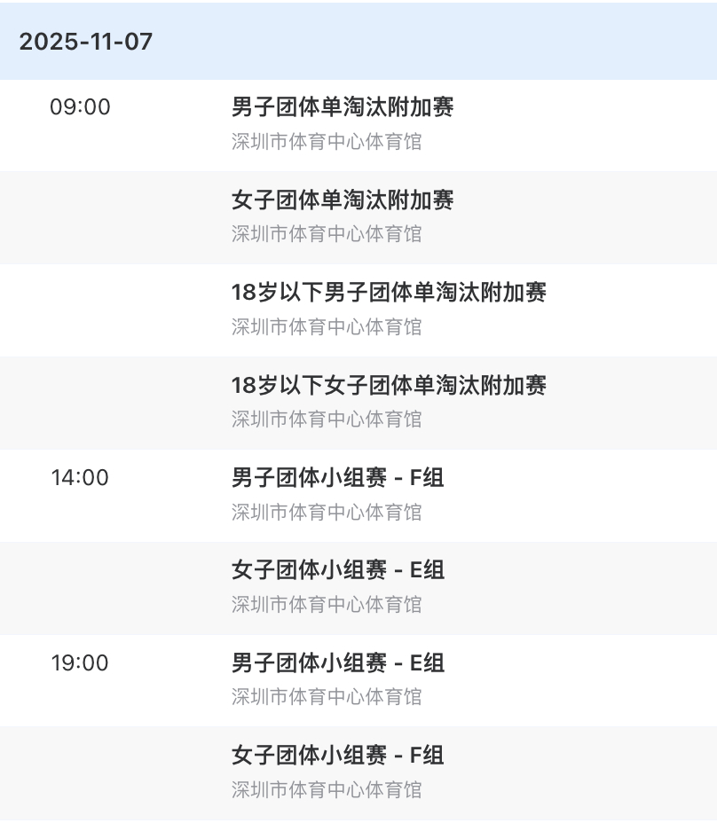 全运会羽毛球赛团体赛11月7日附加赛➕小组赛赛程，早上9点开赛：V观全运会十五运