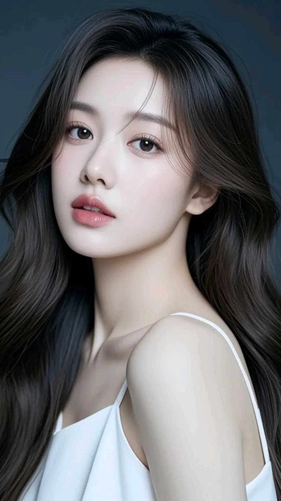 温柔甜美的少女，白皙肌肤，自然妆容，散发着优雅的气质。