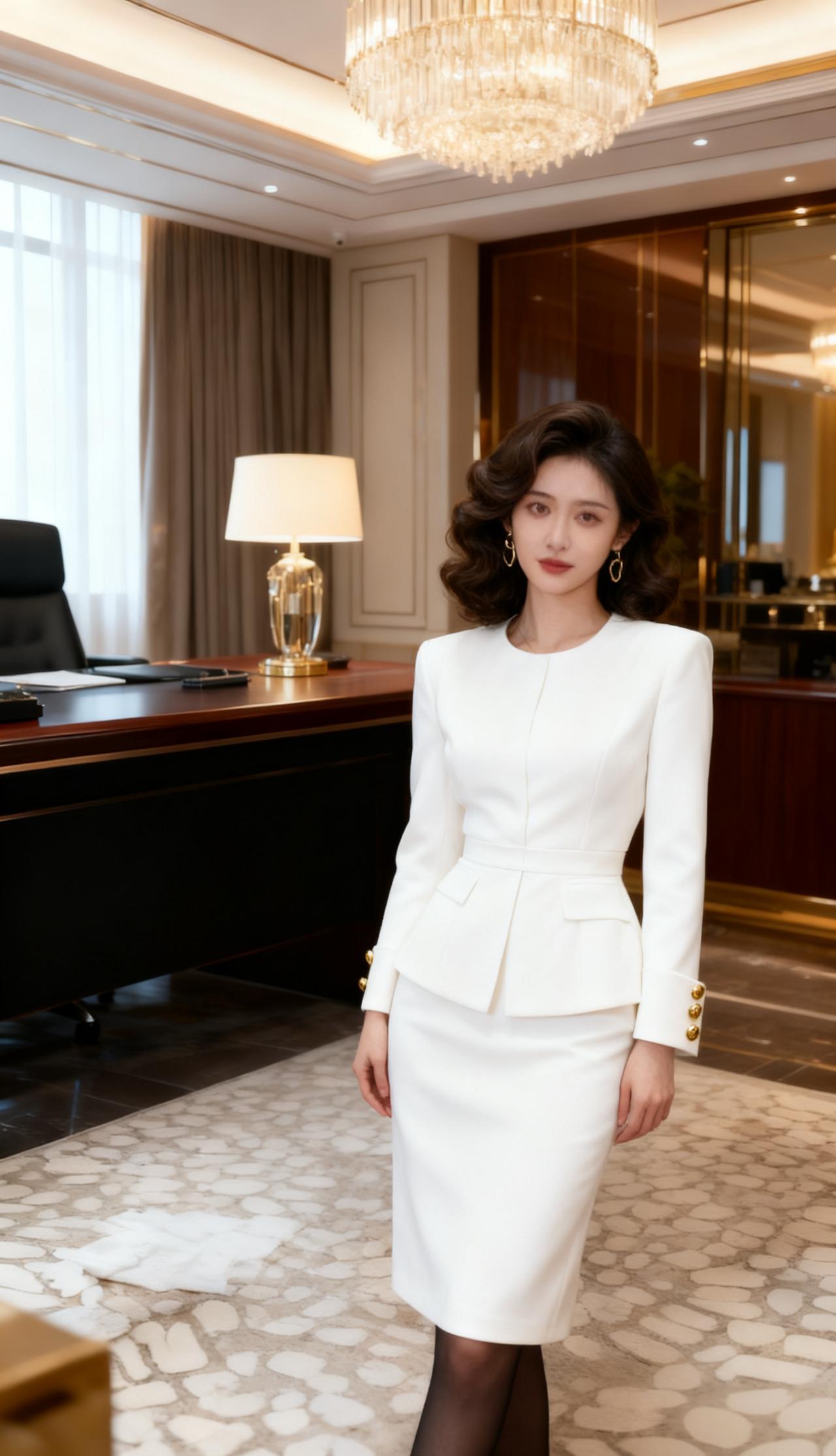 纯白色西装套裙，
精英的强势气场，
透着贵气精致的格调。
白色西装穿搭