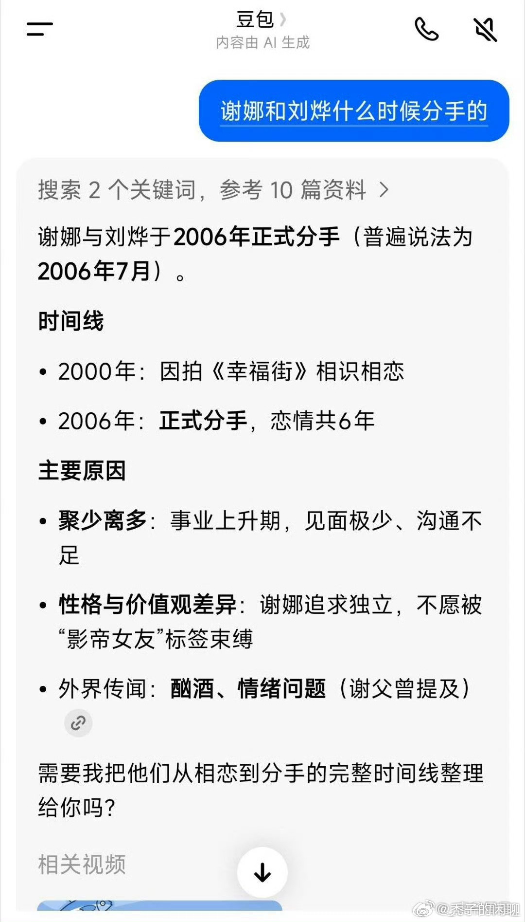 谢娜和刘烨的恋爱时间谢娜刘烨分手时间线 哦，我居然是这样，我还以为是什么呢，原来