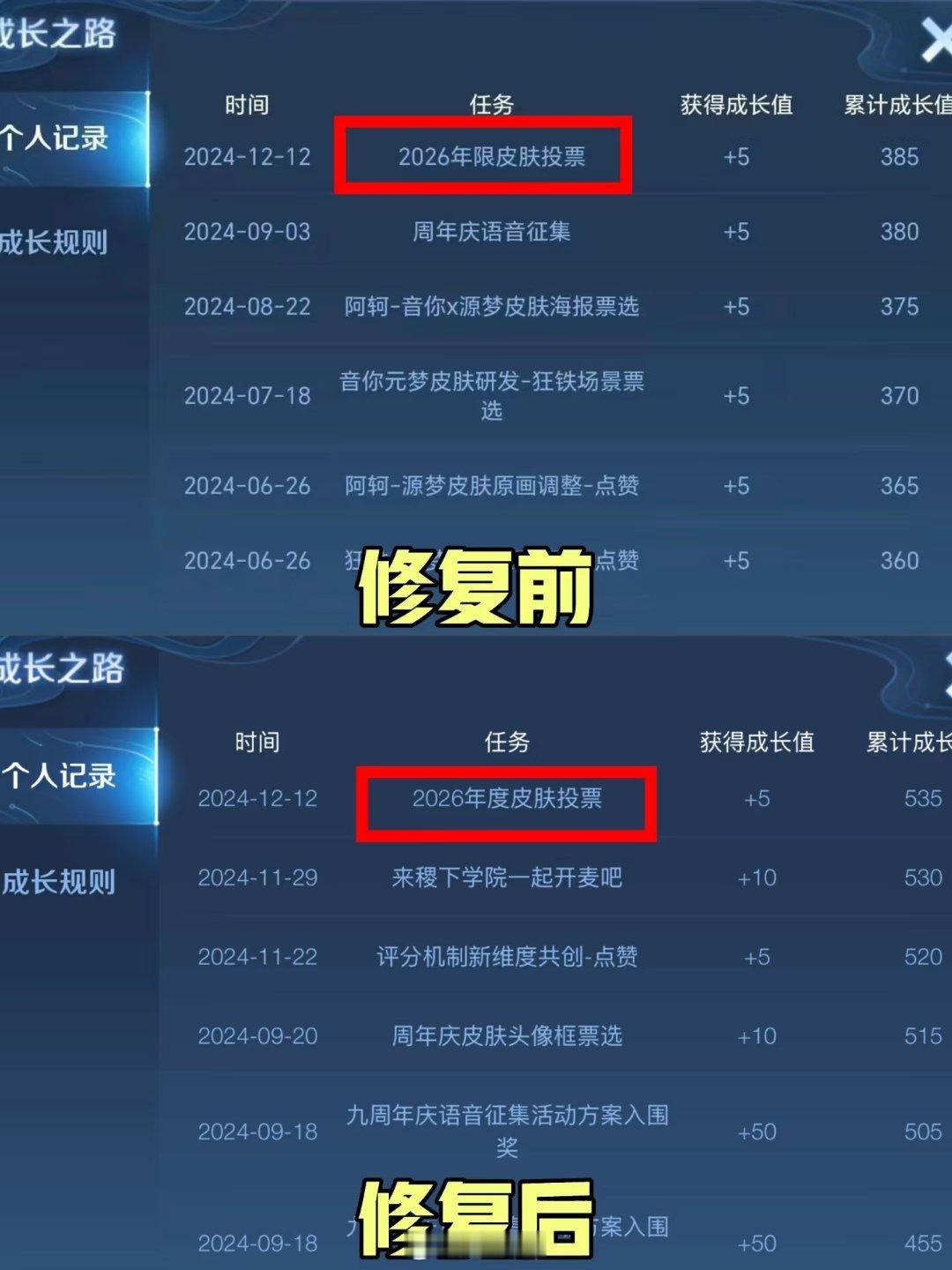 小王紧急修复了传说皮肤投票显示内容 是文案写错了 不是26年限皮肤 而是26年度