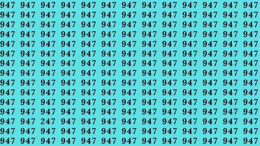 【41秒数字辨异挑战】浅蓝色背景下，“947”高频重复排列，其中暗藏一组“247