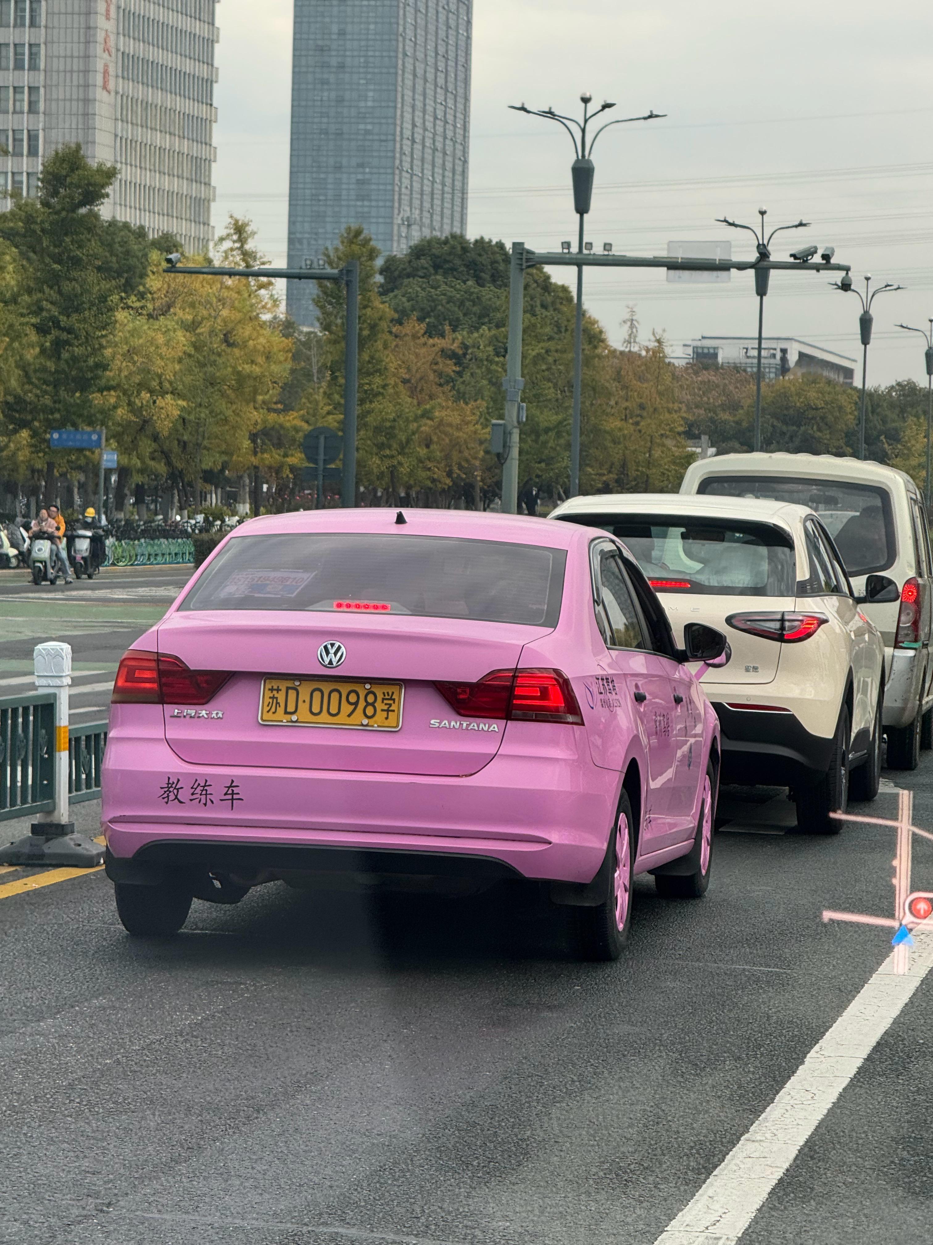 驾校也真是卷起来了、粉色教练车…在我印象中驾校车都是白色、这个月刚好是我拿驾照的