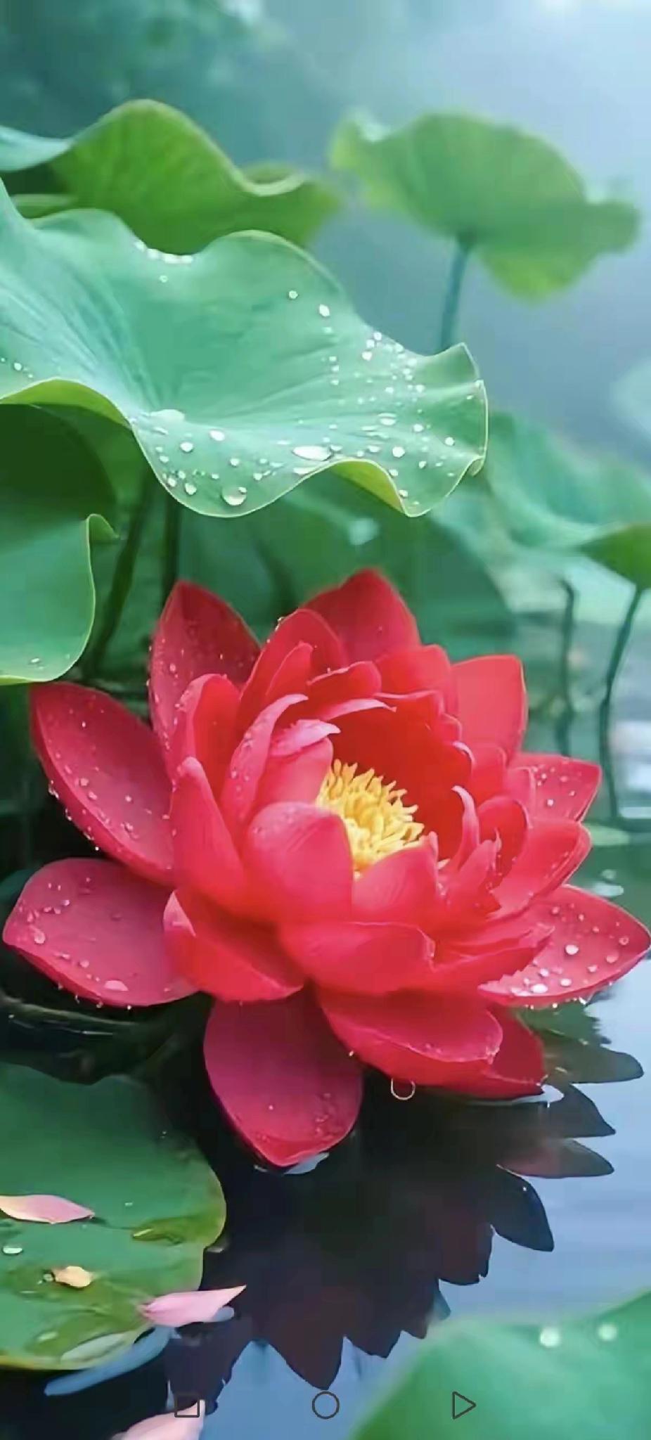 荷花静静绽放，如此美丽动人！