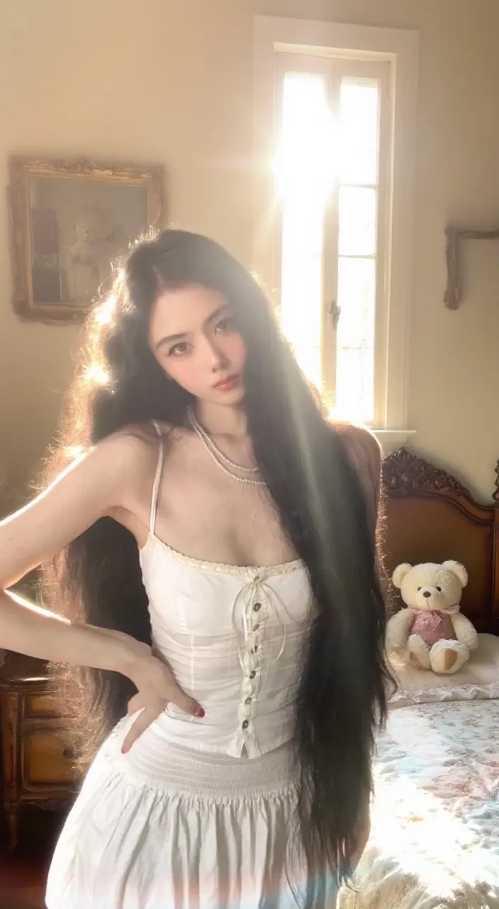 P了一个背景，好适合我以前这组长发照片！