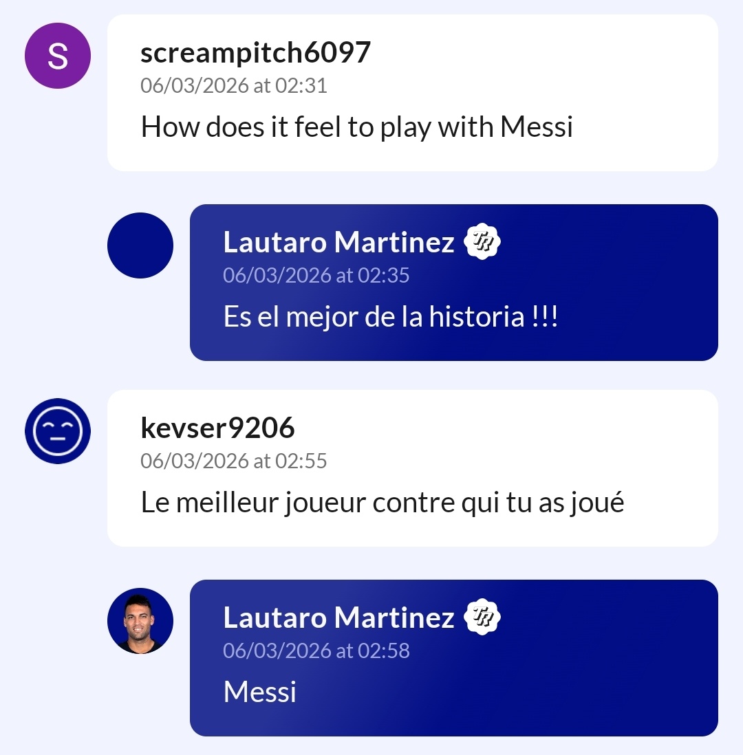 20260306｜劳塔罗TR回答 · 梅西相关存档Q：和梅西一起踢球是什么感觉？