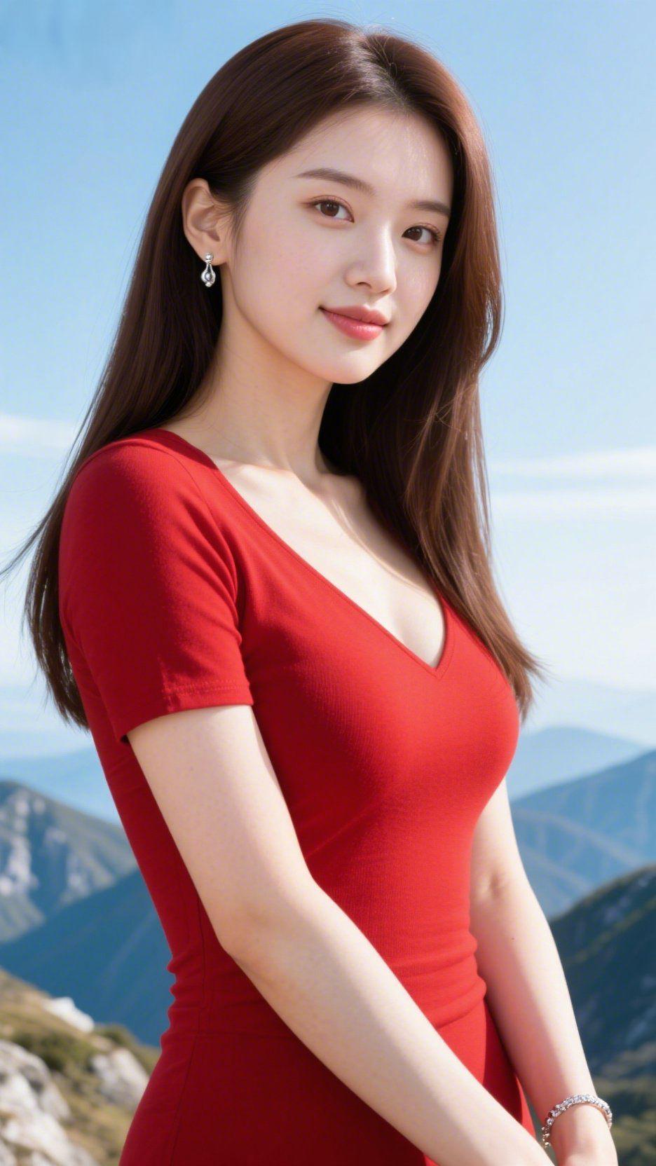 《山隅清望》
 
层峦叠黛向远天，
风梳云影过峰巅。
石棱凝翠含清露，
林壑生幽