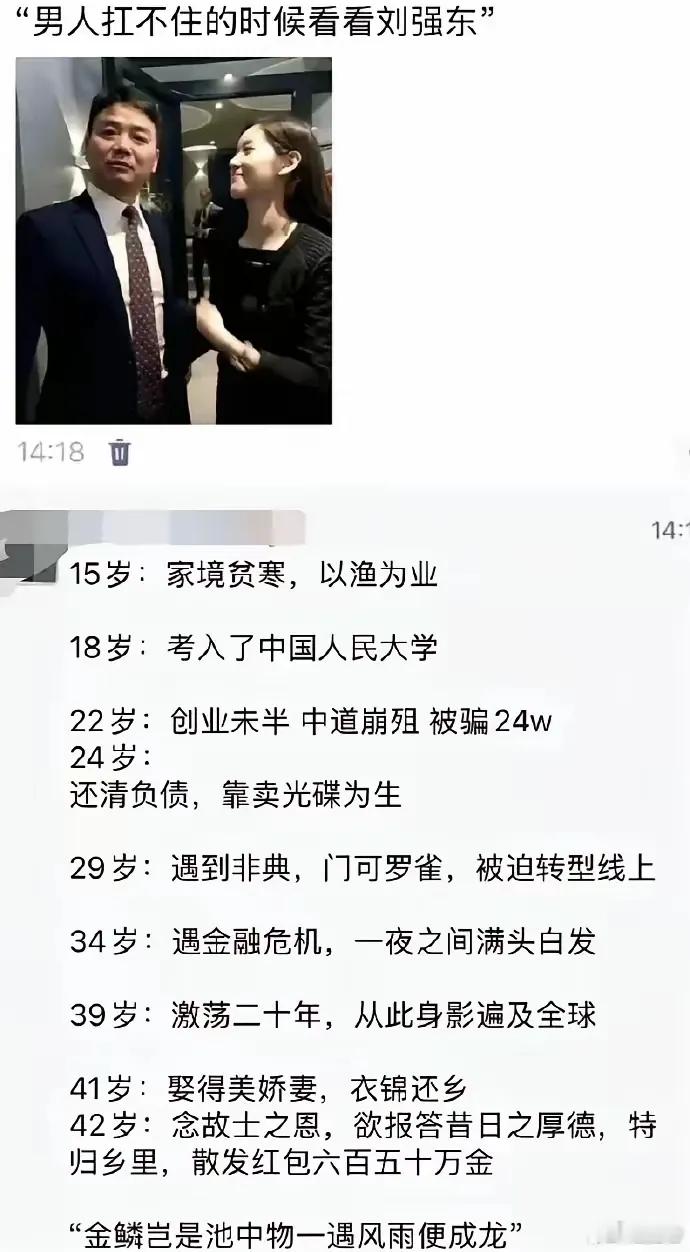 中国最大的民营企业——京东集团，创始人刘强东先生居功至伟。现如今虽然刘强东已不再