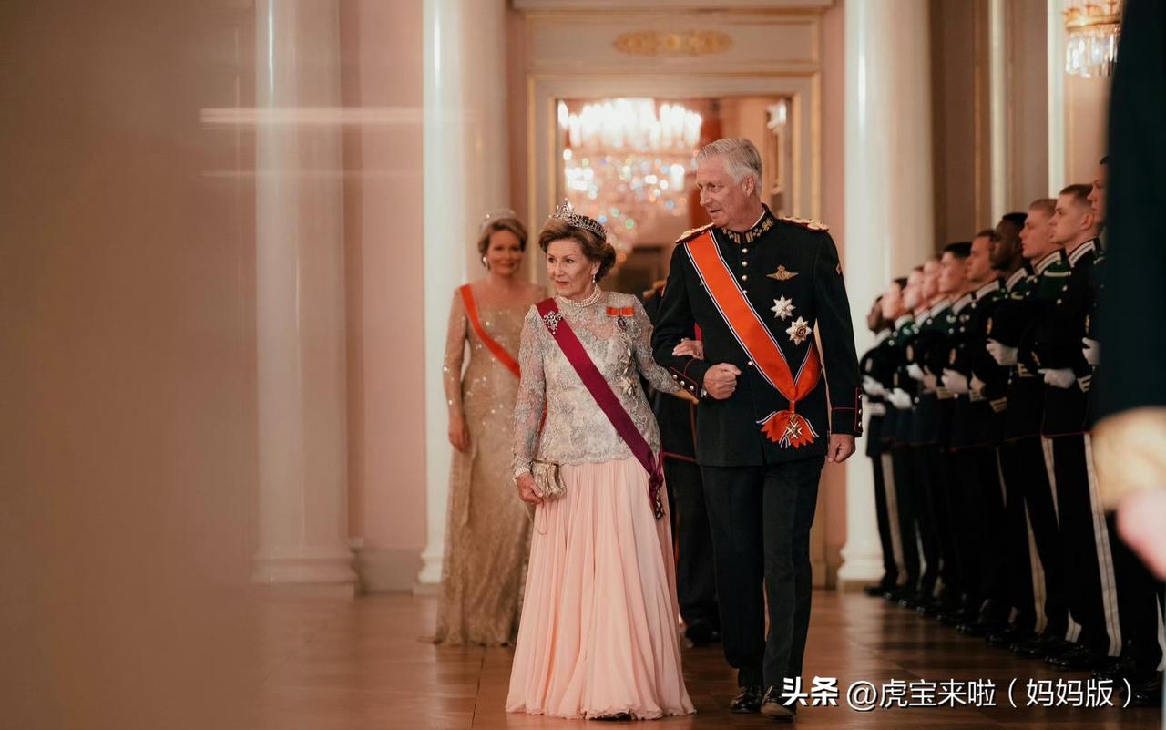 访问的晚宴图来啦！挪威欢迎比利时到访的晚宴，依旧是珠光宝气！女士的礼服都很不错，