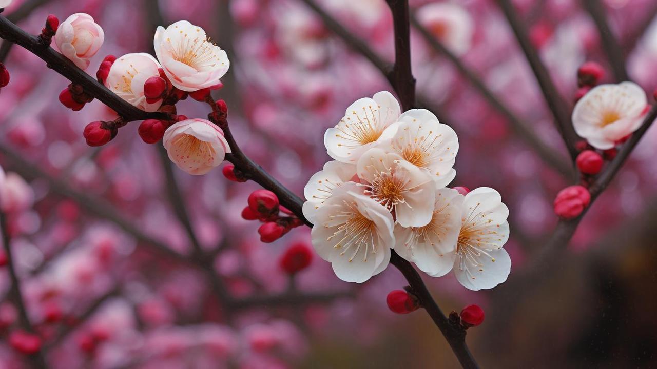 梅兰竹菊号称四君子，是历代文人吟咏的热门题材，梅花是四君子之首，在中国文化中具有