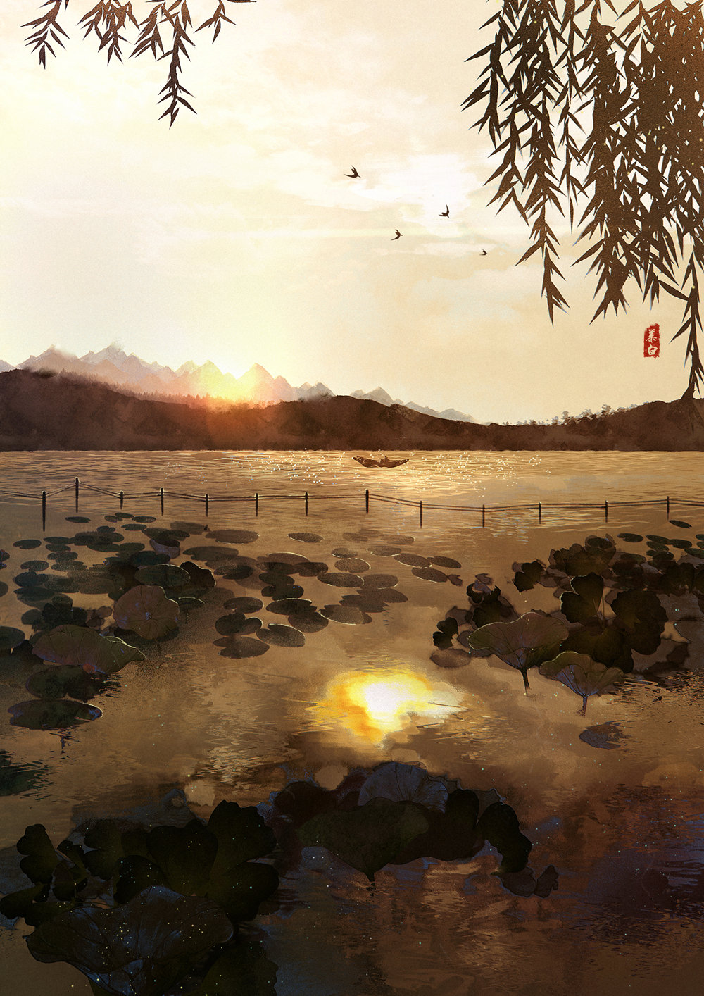 日暮酒醒人已远，满天风雨下西楼。| 图：画画的慕白 