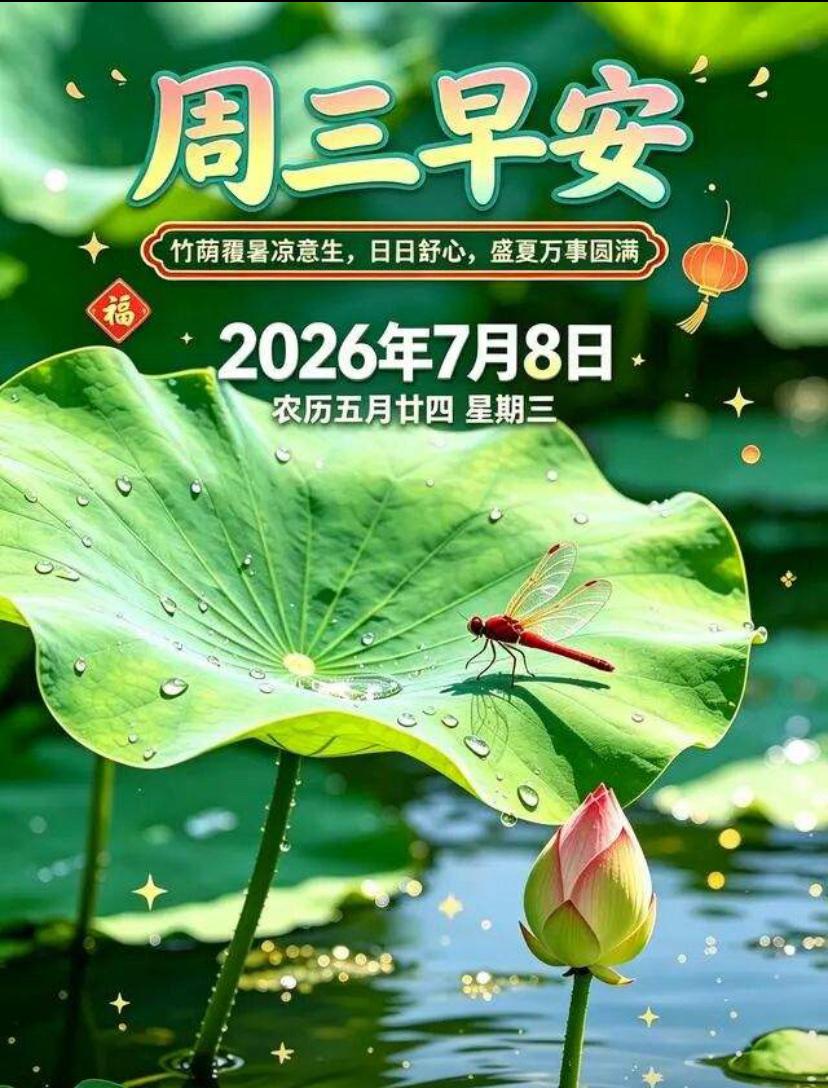 🌺2026 年 7 月 8 日，时运顺遂，万事亨通🌺

🌴🌅晨间，霞光悠