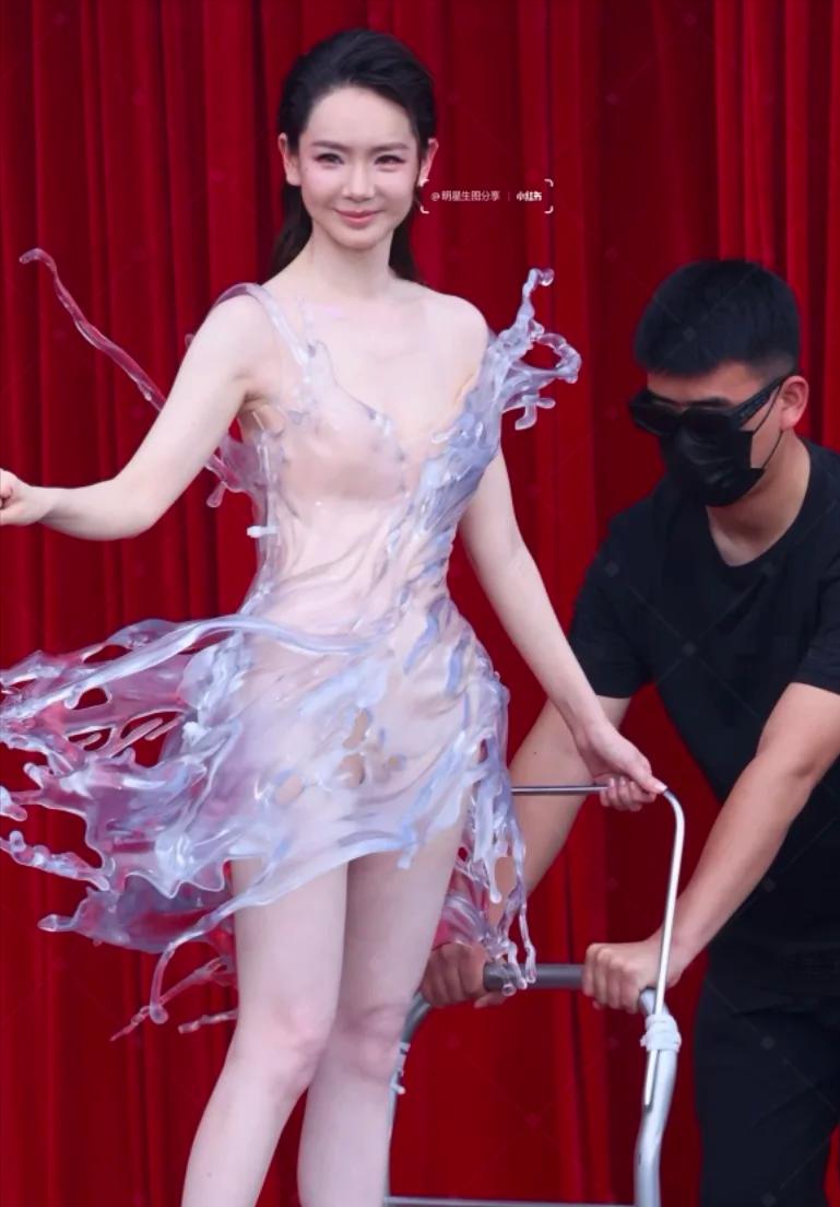 戚薇 16 公斤 3D 打印水花裙上热搜：坐不下走不动，被推车推上红毯！
网友：