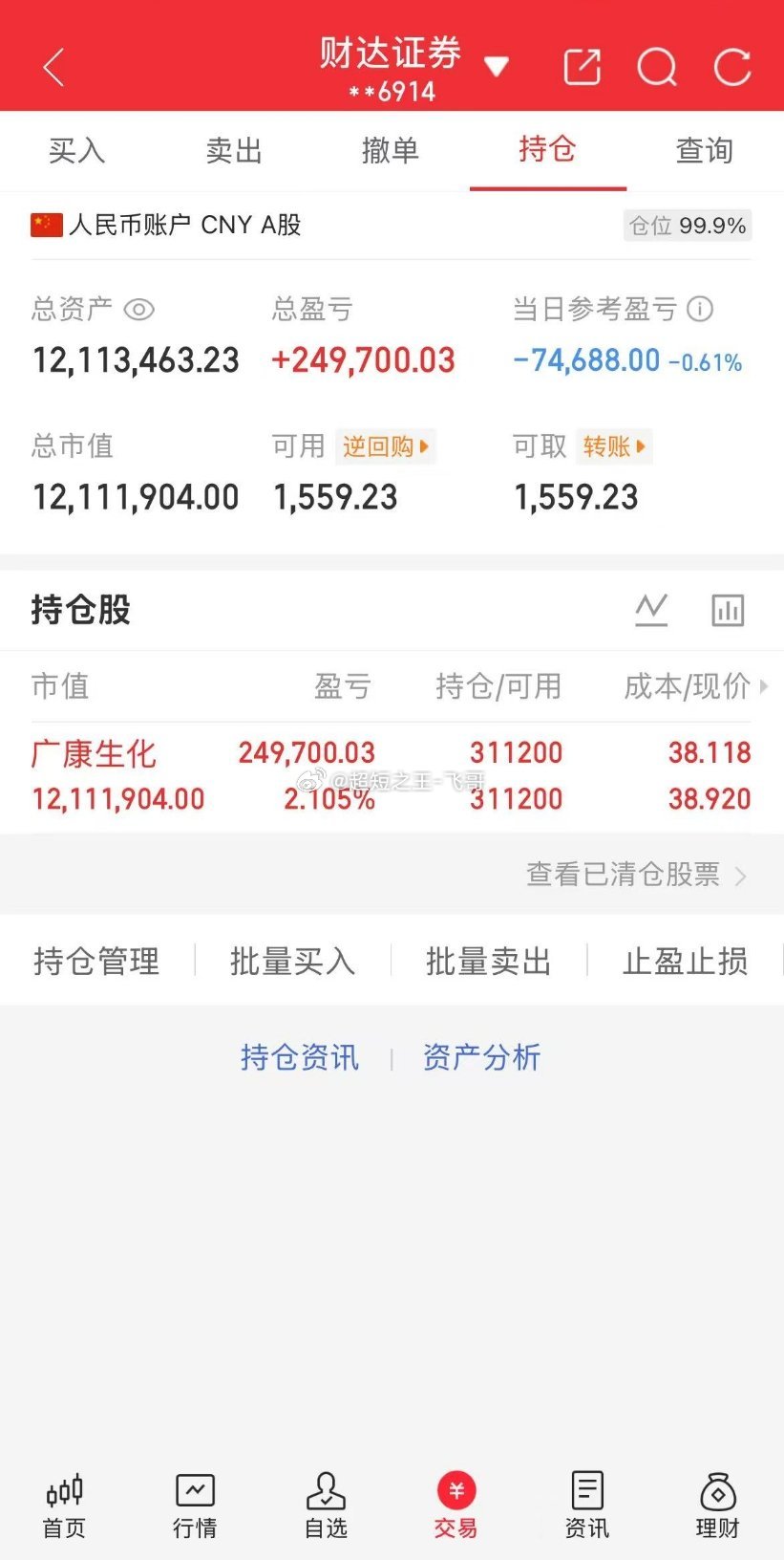 每日实盘实时更新，开盘思路、盘中操作、收盘总结，全程公开透明。今日操作：117天