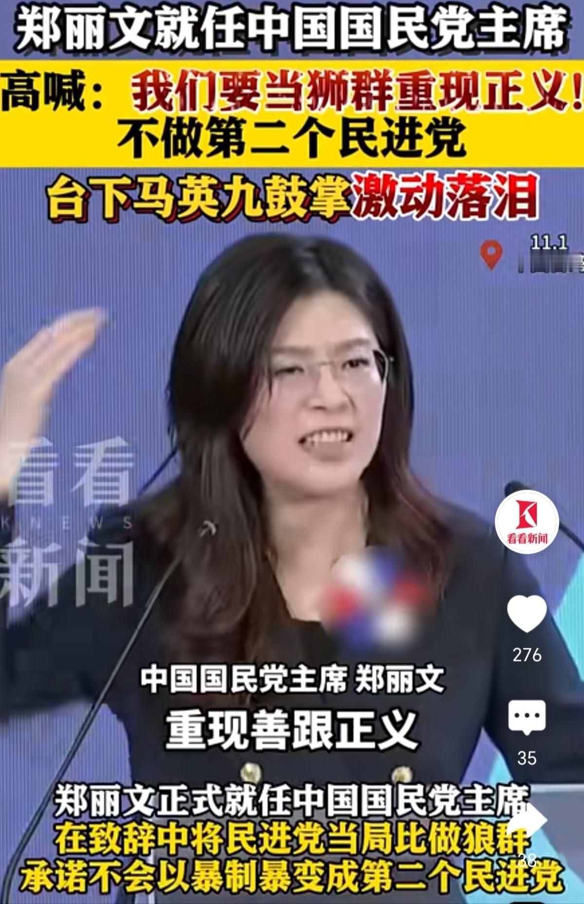 郑丽文就职致辞慷慨激昂，比她的前任、前任的前任、前任的前任的前任…更像个男人，说