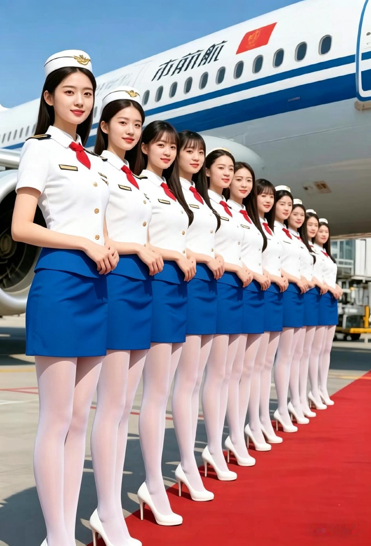 猜猜看，这站姿对应着哪位诗人的诗句呢？
一群空姐身着统一制服，整齐列队，昂首挺胸