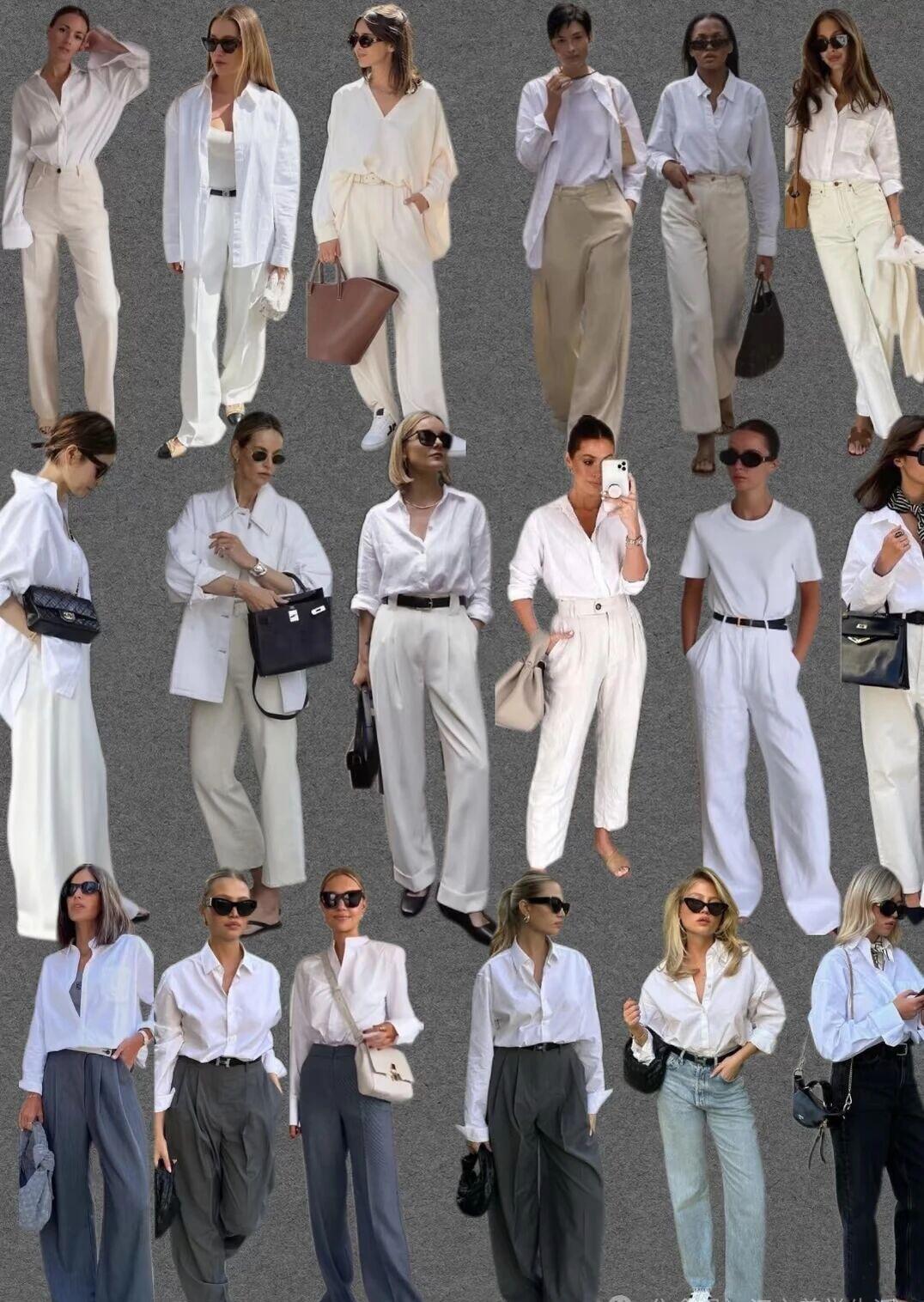 白衬衫怎么穿时尚好看？
一件白衬衫就能解锁N种高级穿搭。
搭配高腰阔腿牛仔裤，随