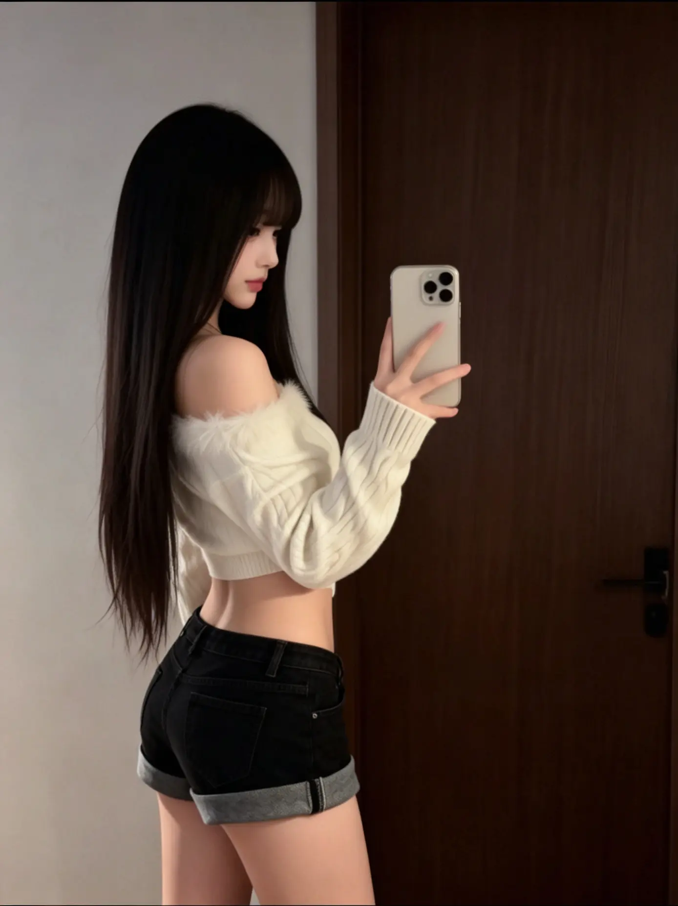 对镜拍 甜妹