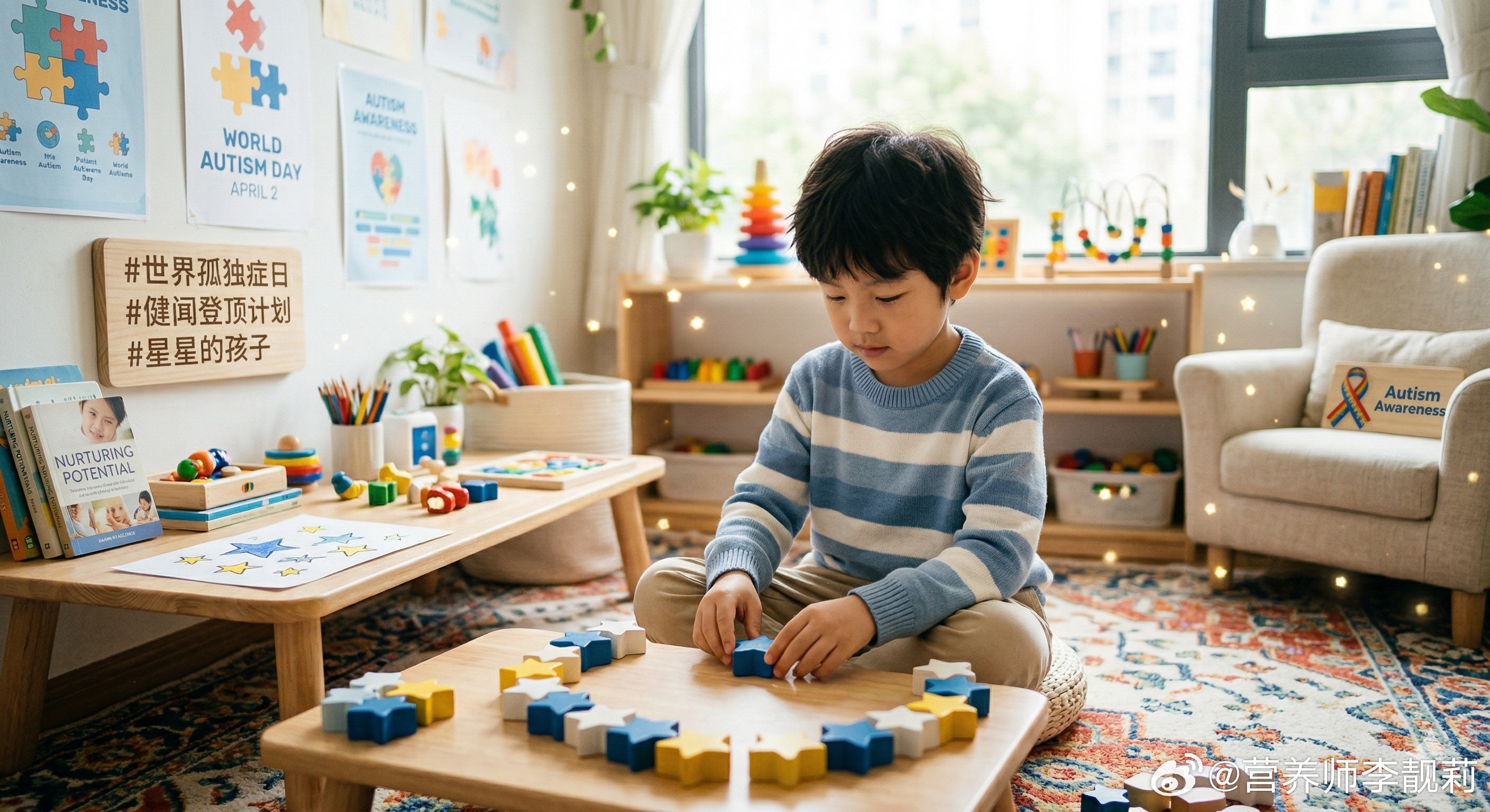 世界孤独症日。作为两名男孩的母亲，同时也作为一名长期关注生命早期营养与发育的注册