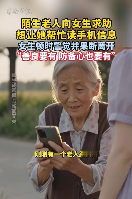 细思极恐！上海。大妈街头求助女生，帮她读几个字。女生准备读时，看到文字不对，立马