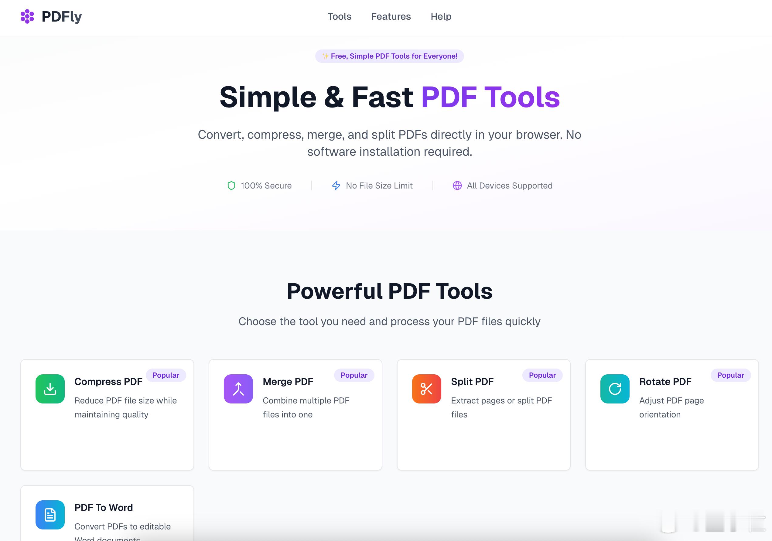 免费PDF处理神器PDF文件万能工具来了发现一个PDF万能工具：PDFly，网页