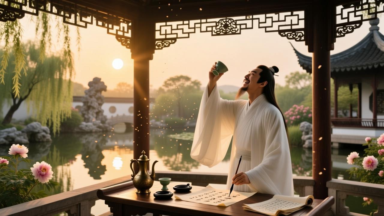 标题：被全家瞧不起的“倒插门”李白，靠喝酒写出3首诗，让宰相府千金倒追7年，最后