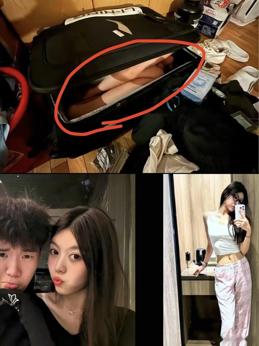 广州一知名男篮球员张兴亮在比赛前，把女友装进行李箱带进男生宿舍通宵做作业。关于这