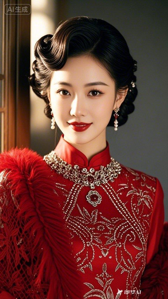 复古优雅，红衣美人，尽显东方韵味！
