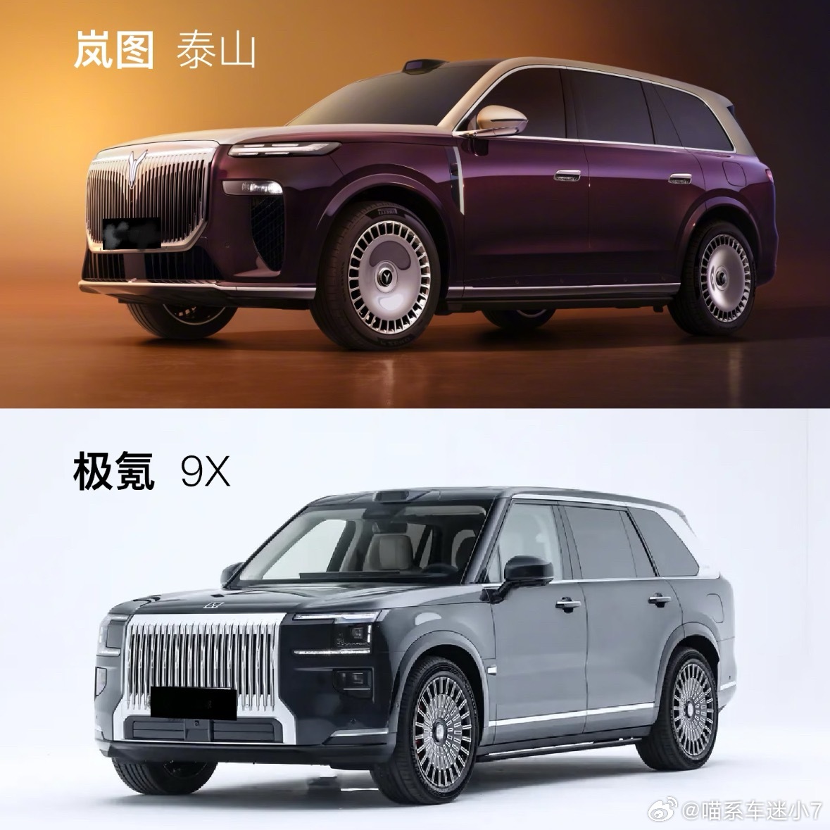 岚图大型SUV泰山公布，红金双拼色配大饼轮毂，库里南：服了你们了[喵喵]对上极氪
