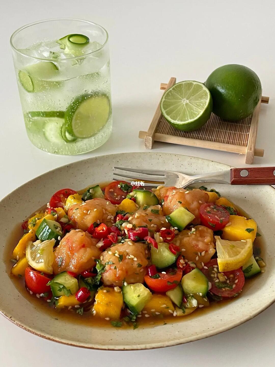 春夏低卡餐🍋‍🟩泰式凉拌虾滑🦐巨巨巨好吃！