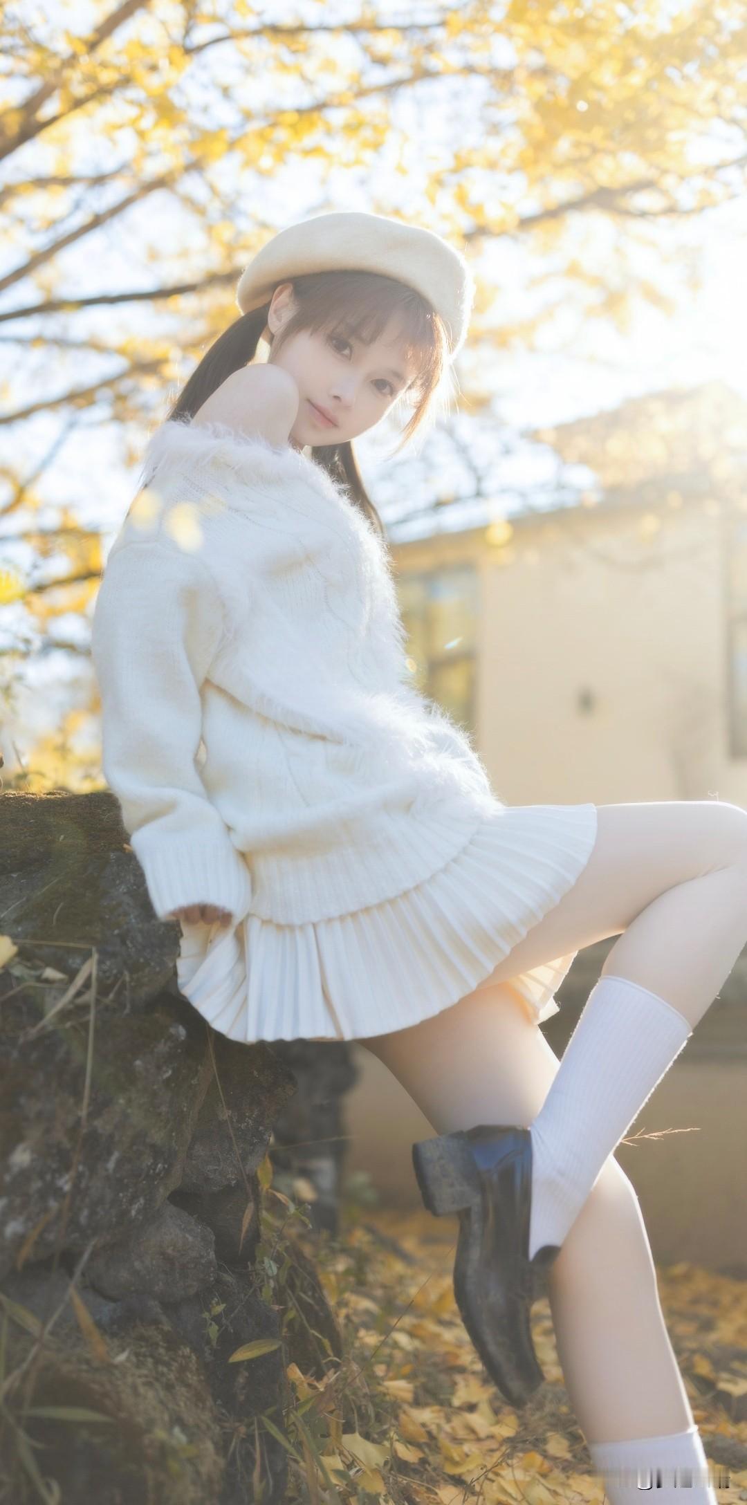 秋风起，落叶舞，美人倚石坐。