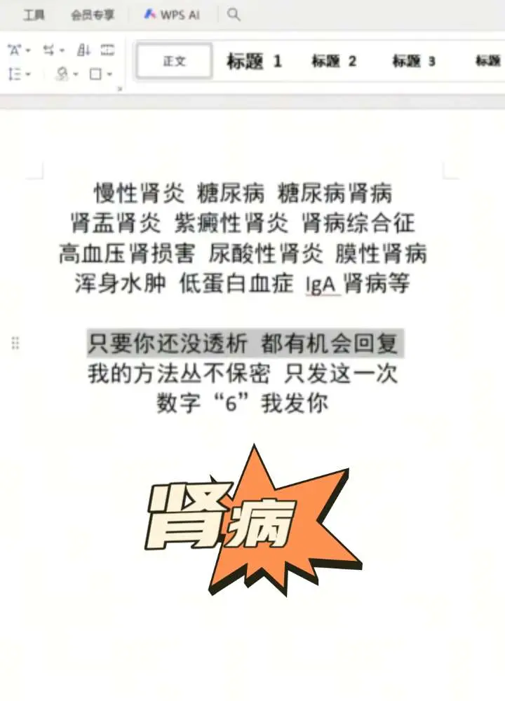 肾病 肌酐高 蛋白尿 潜血 尿毒症