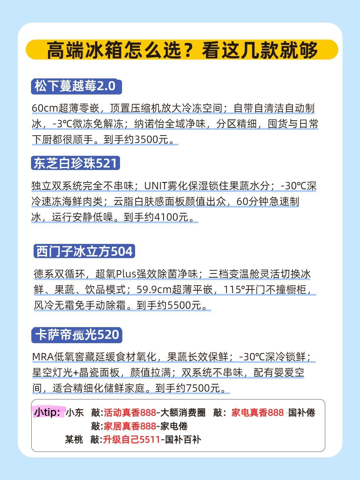 高端冰箱怎么选？松下蔓越莓、东芝白珍珠521、西门子冰立方504、卡萨帝揽光52