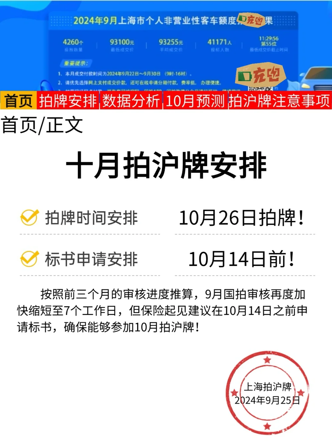 10月拍沪牌时间安排及预测分析‼️