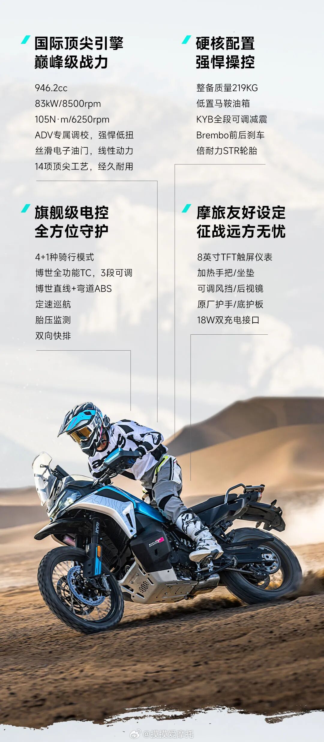 机车摩托车 59680元！春风公升级ADV 1000MT-X 上市！摸摸爱分享