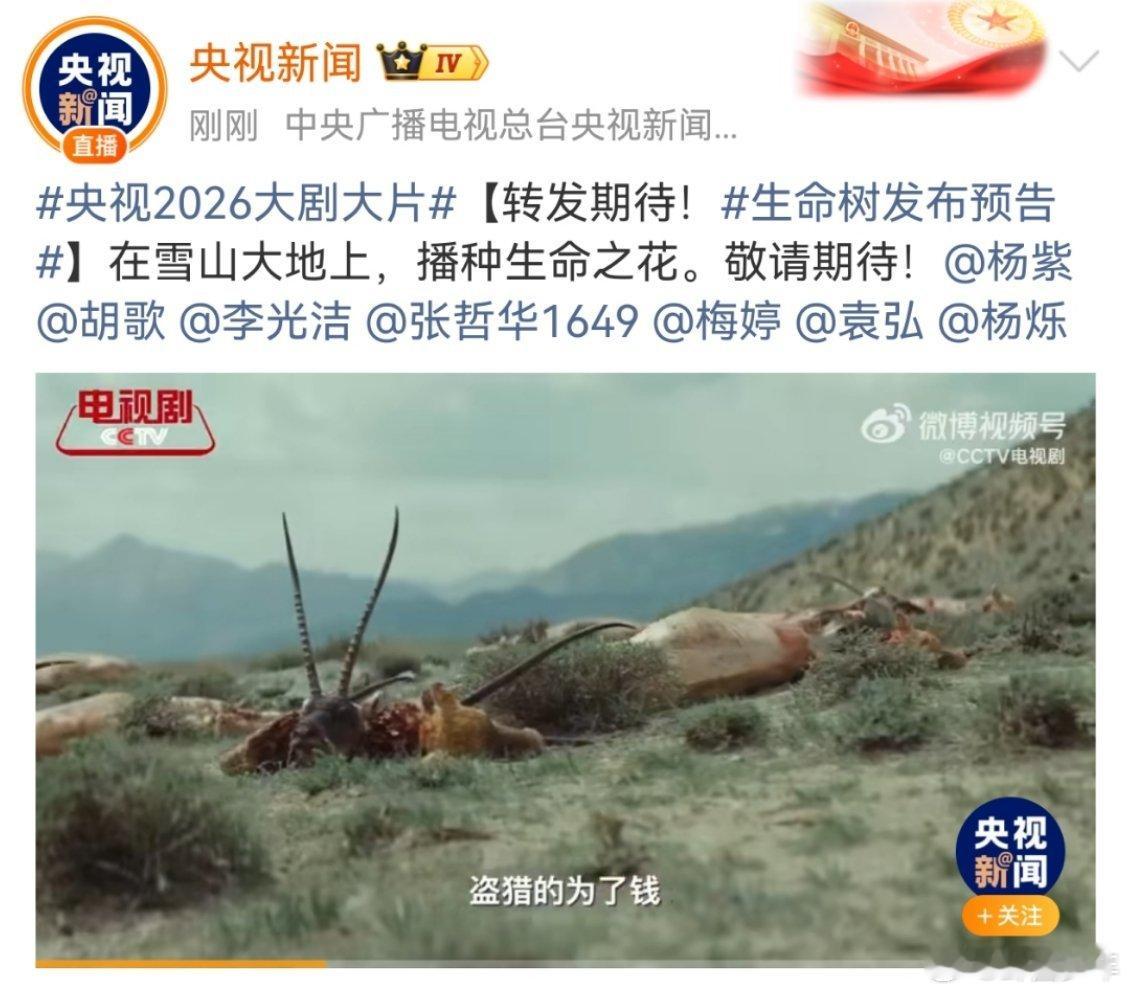 2026央视片单有杨紫胡歌的生命树 从预告里胡歌那句戳心的“把生命燃尽”，到杨紫