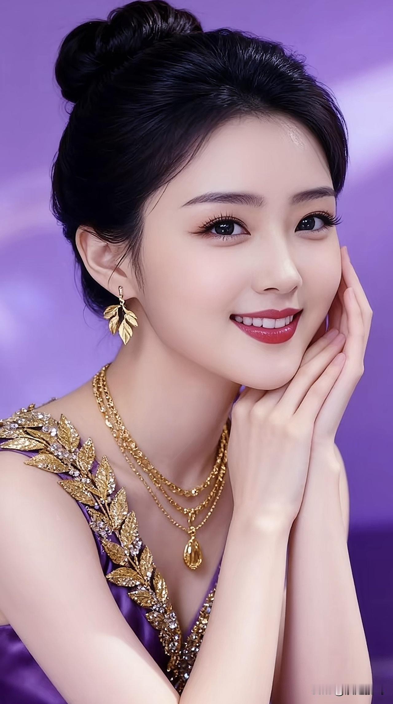金钗玉佩映紫衣，笑语盈盈似画中。紫裙倚坐 紫裘美人图 玉佩美人 紫裘美人图 玉佩