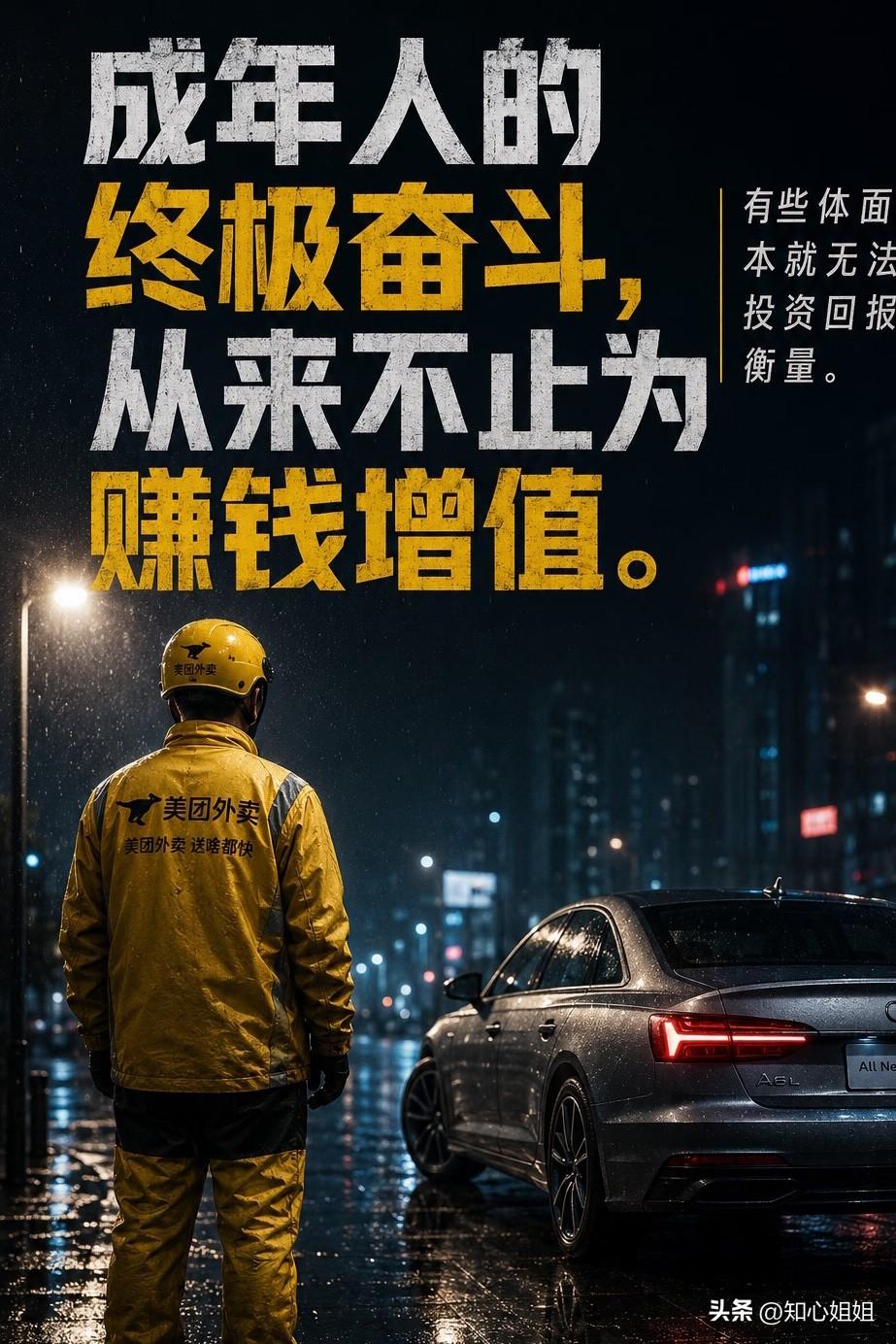 快递小哥攒钱买了个奥迪，我其实懂他。我大学的时候最想买个超级牛逼的外星人笔记本，