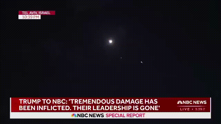 直播中，一枚导弹击中特拉维夫。
伊朗终于集中力量打击以色列了，发射到以色列的每一