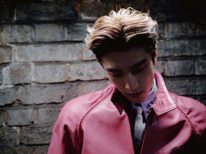 张康乐跟网友合影说了句这么快啊啊啊就这个张康乐简直不要太帅啦！张康乐粉皮衣造型