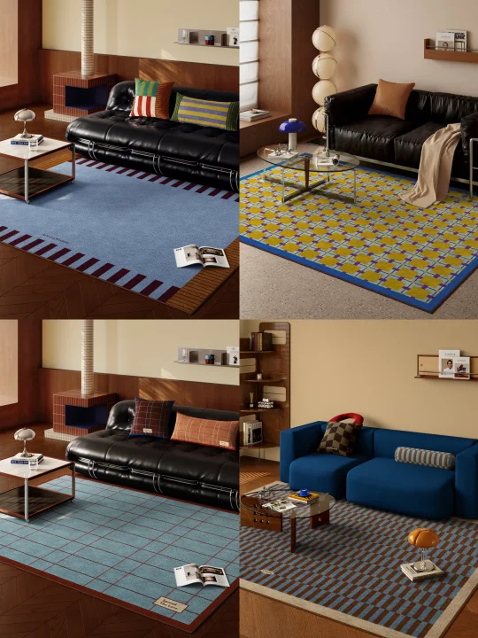 包豪斯蓝调地毯🔵中古客厅的高阶软装美学！！
