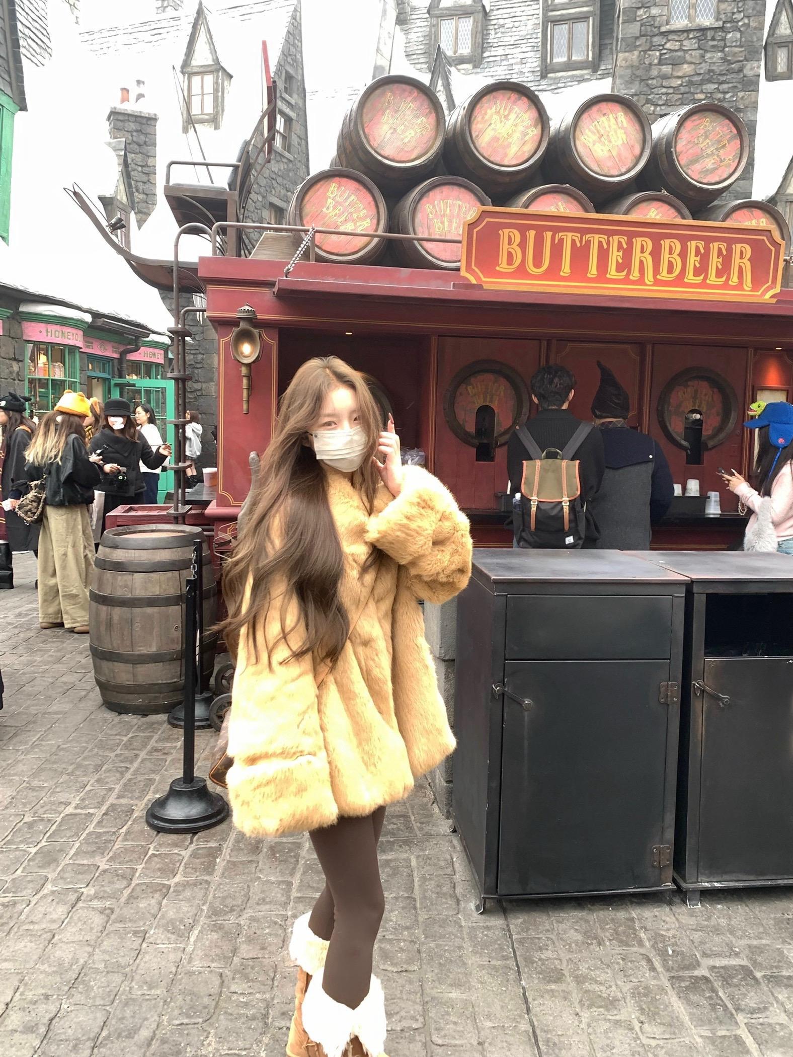 环球影城 ootd穿搭 皮草