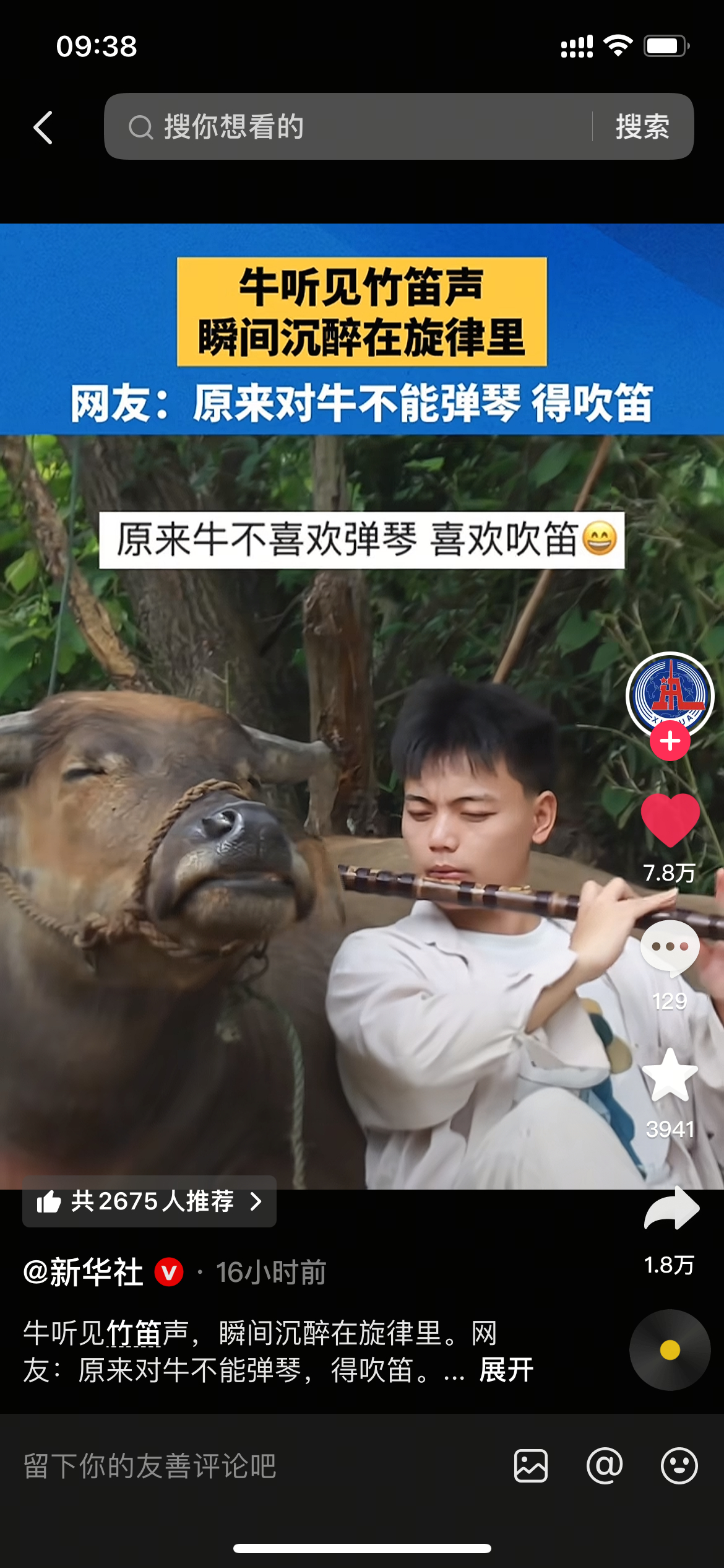 🫘有个博主对着牛吹荒，被各大官媒转发了，新华社也转发了，石昊厉害
