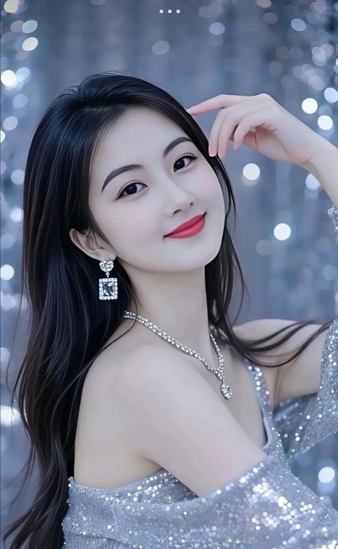 银光闪烁映红妆，美人如画入诗行。