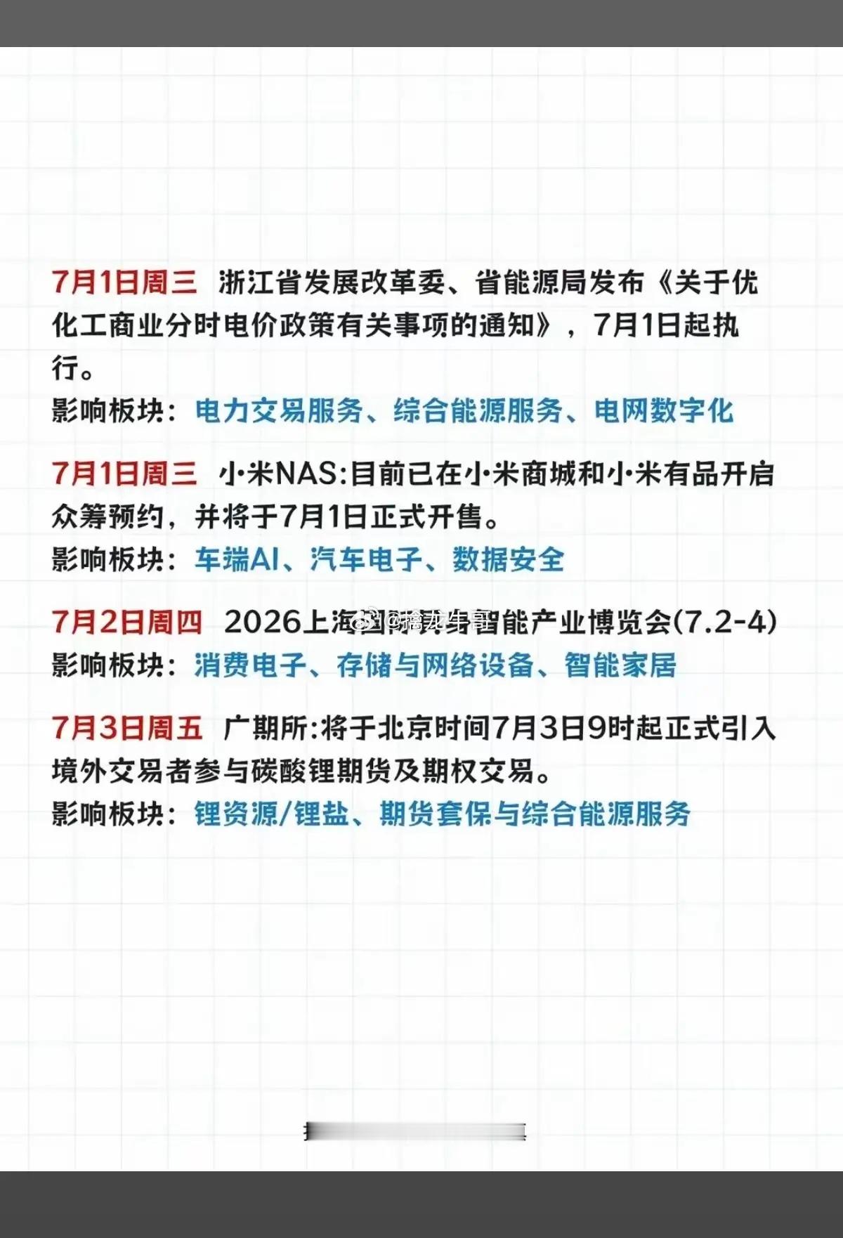 6.28～7.4下周：财经热点事件前瞻！1.机器人2.液冷、算力3.通信设备4.