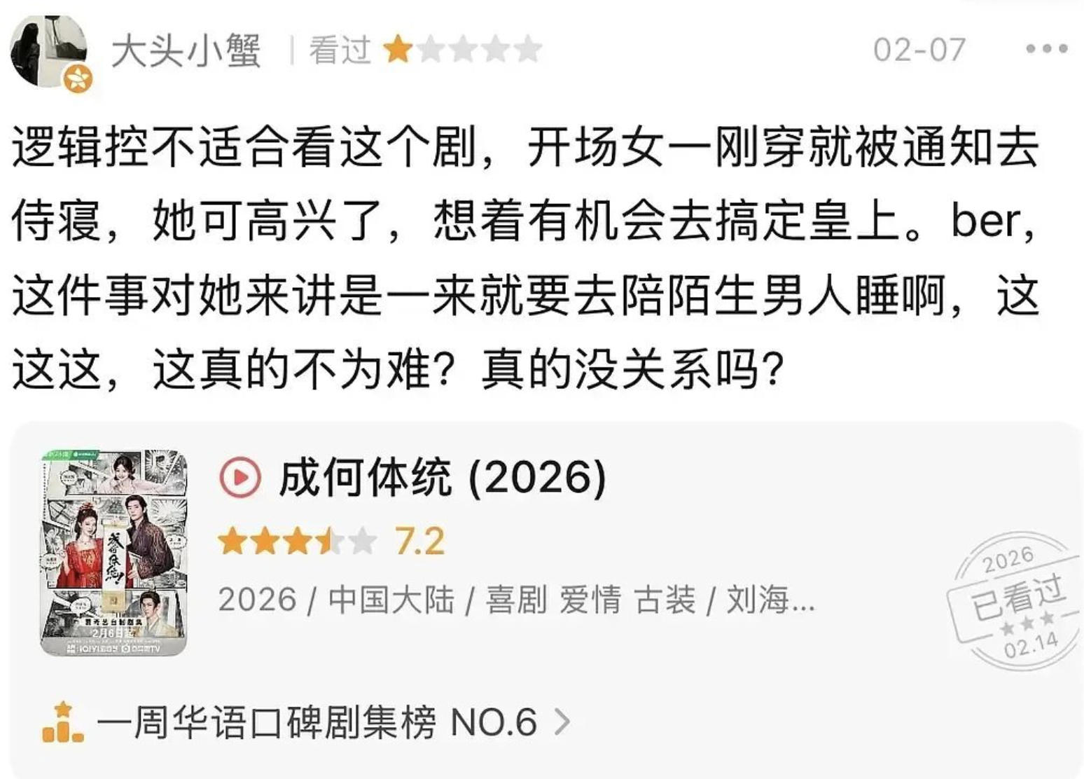 疑似逐玉编剧豆瓣打分各家剧集，现在已经注销了说《大奉打更人》许七安果然只能他来演