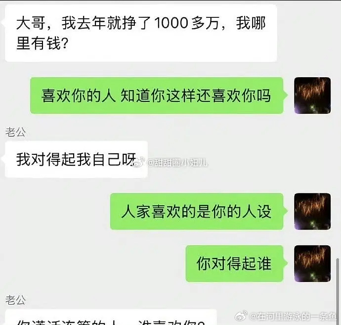 宋浩然说去年就挣了1000多万我真仇富了，韩安冉发和前夫的聊天截图，前夫宋昊然说