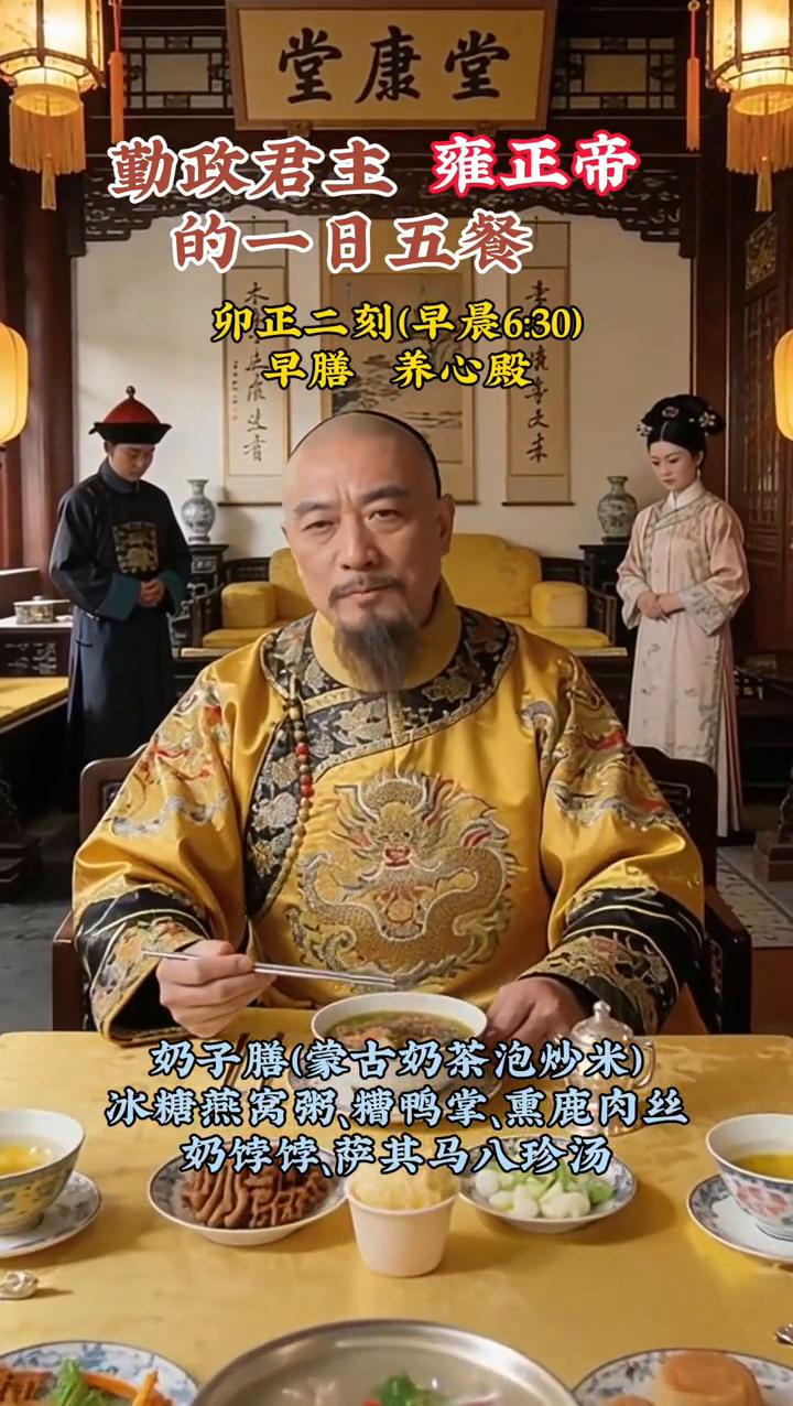 勤政君主雍正帝的一日五餐。
·寅时(凌晨3：00-5：00)：干清宫西暖阁、高丽