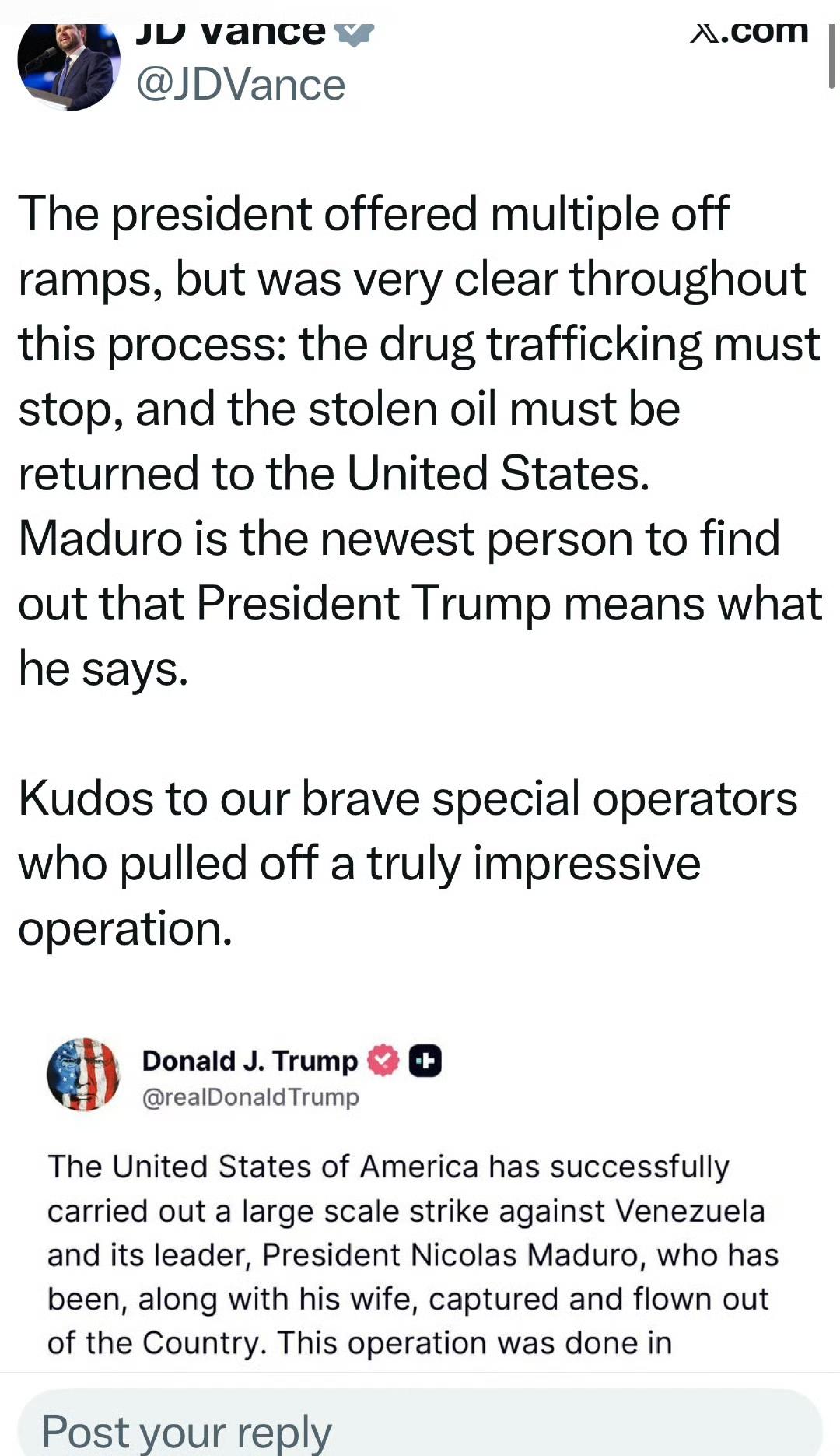 万斯发文力挺上司大意：总统（川普）提供了多种缓和局势的途径，但在整个过程中立场非